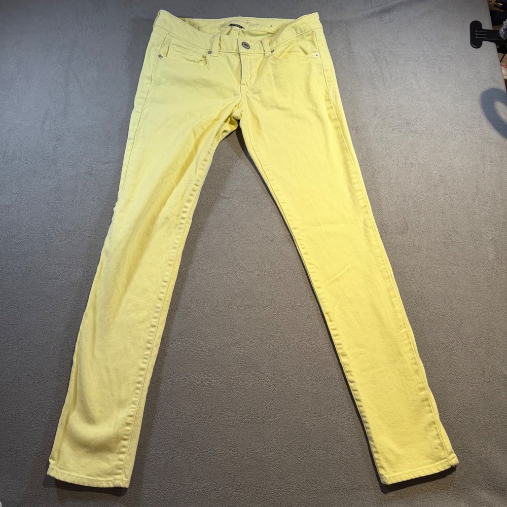 American Eagle Outfitters Women 4 Yellow Skinny Stretch Denim Jeans Low Rise